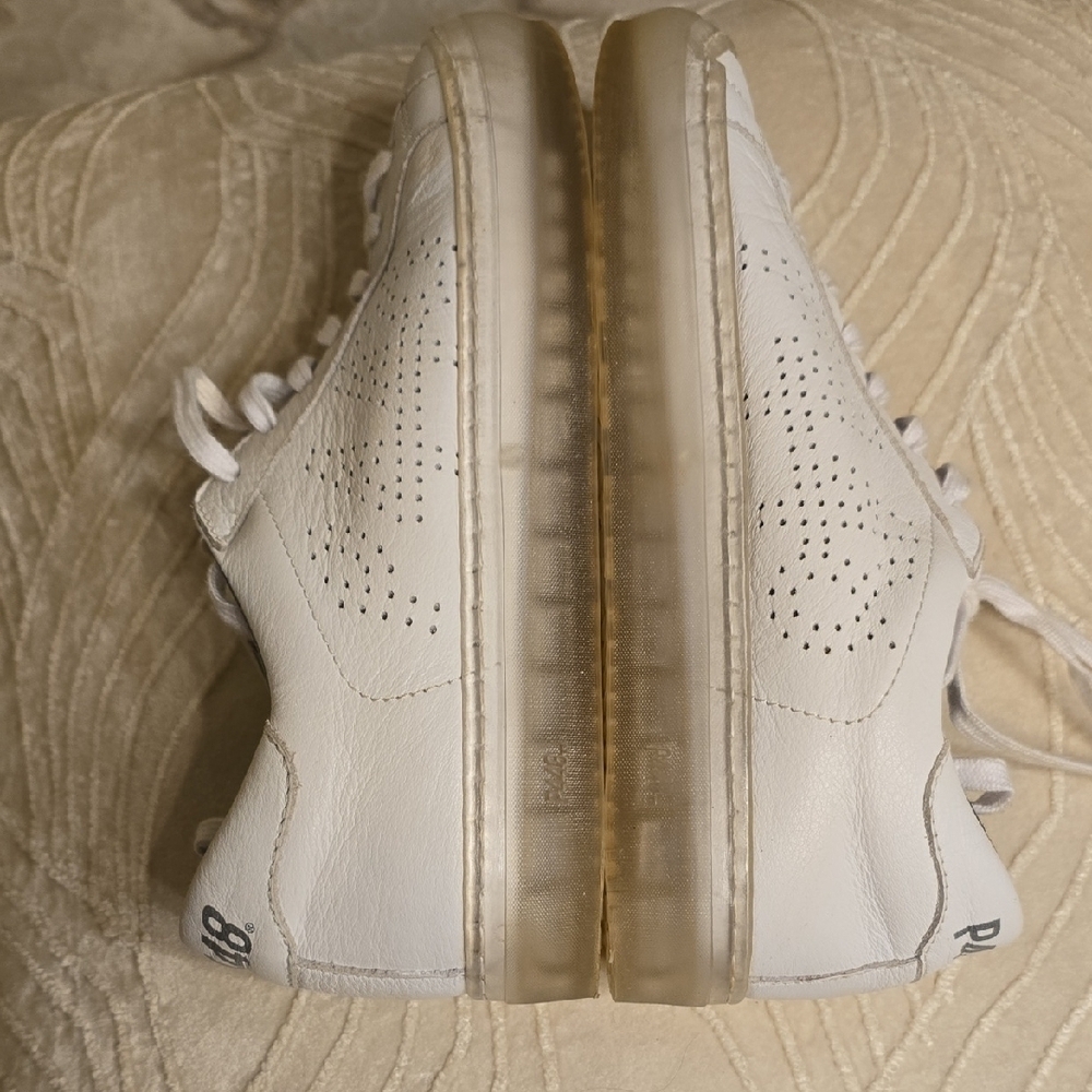 P448 White Leather Sneakers Transparent Soles EUC